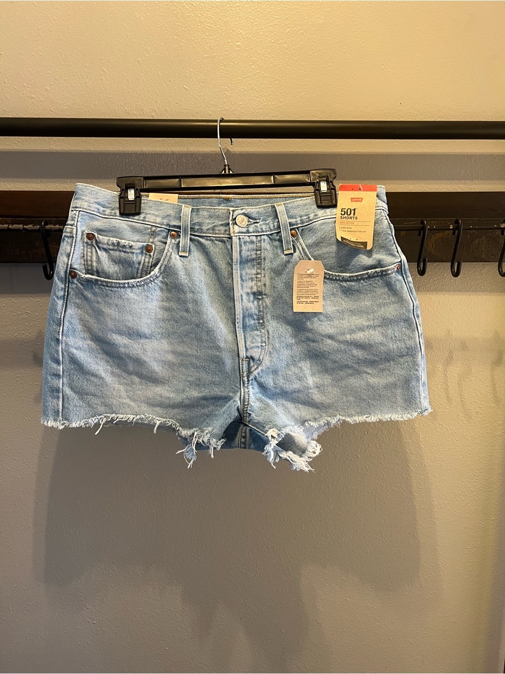 Levi's Light Blue Denim Cutoff Shorts - Picture 3 of 7
